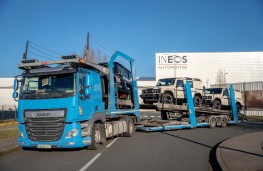 INEOS production restarts at Hambach, 2025, transporter leaving factory